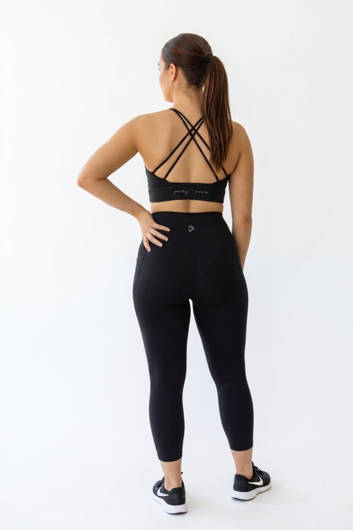 no roll down high waisted black tights with phone pockets