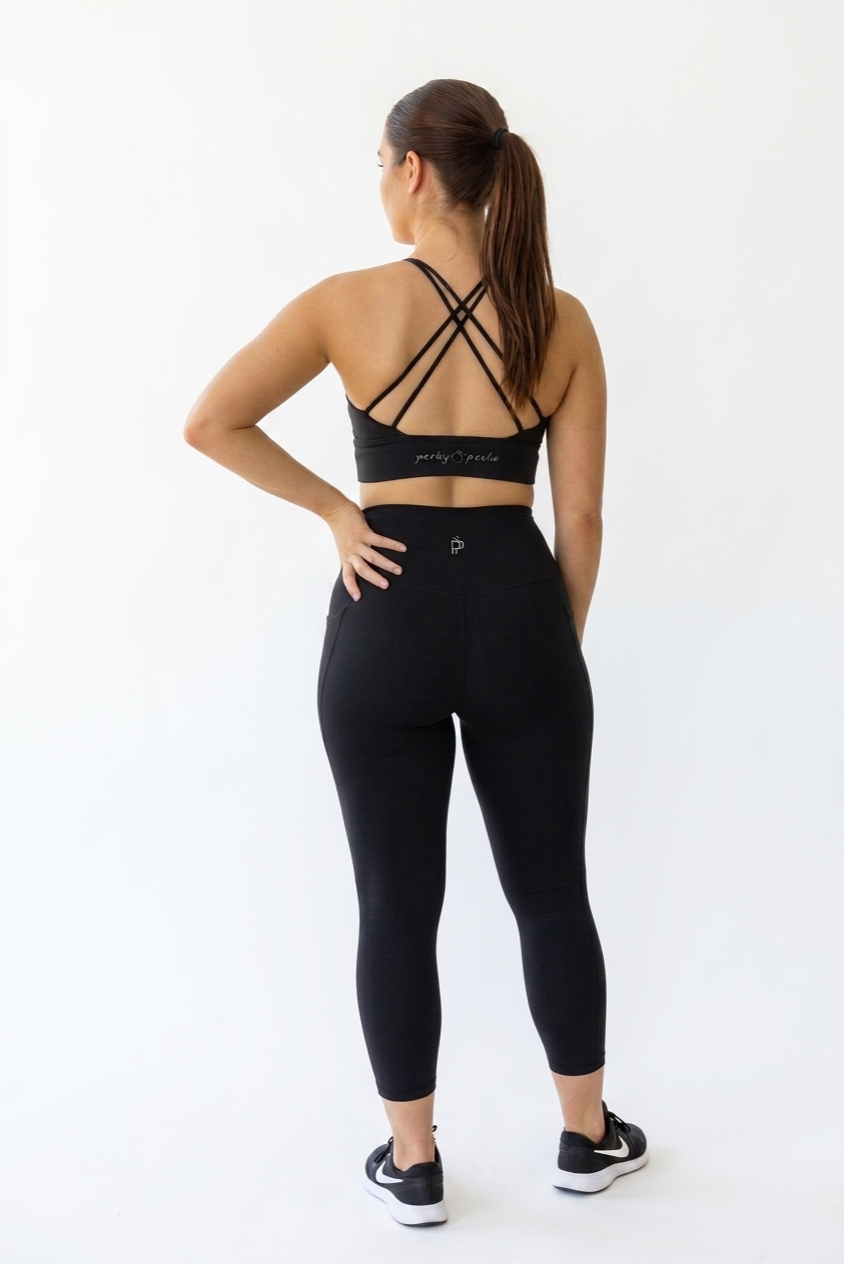no roll down high waisted black tights with phone pockets