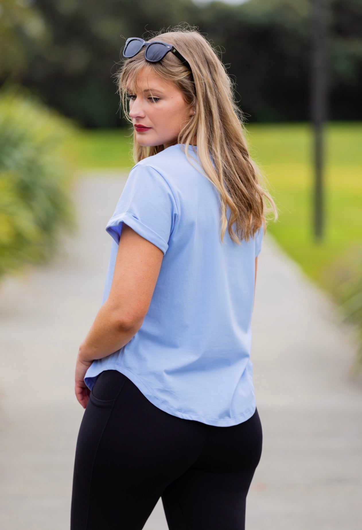 Classic Cap Sleeve Tee-shirt Cornflower Blue