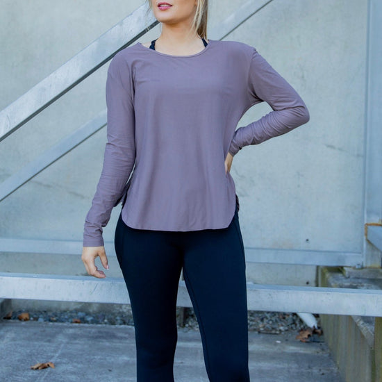 Brown long sleeve sun protection top for women with UV shielding
