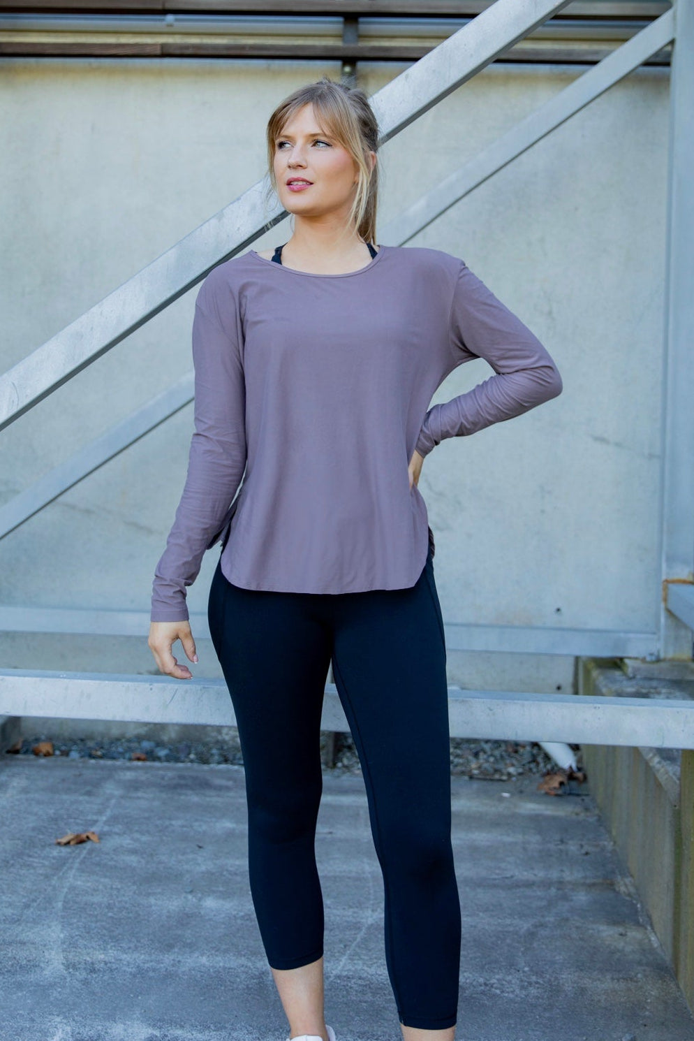 Brown long sleeve sun protection top for women with UV shielding