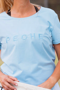 Light blue t-shirt with scoop neck