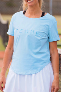 Light blue t-shirt with scoop neck