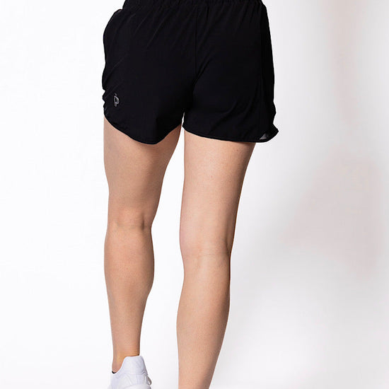 Women wearing black gym shorts with high waist