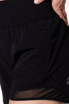 Women wearing black gym shorts