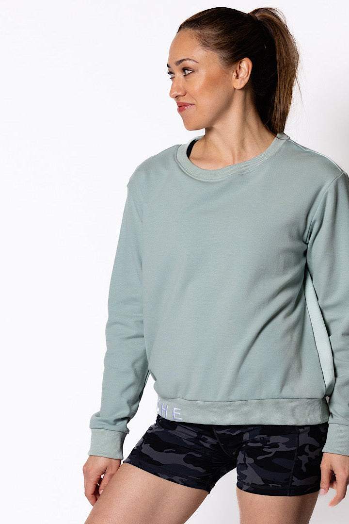 Mary Claire Cotton/ Wool-Blend Sweater Green