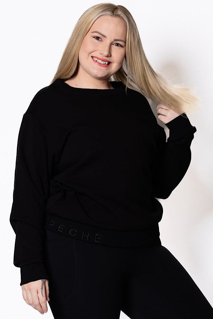 Mary Claire Cotton/ Wool-Blend Sweater Black