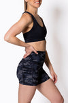 4 inch Lola Bike Short in Black Camo - Perky Peche women's bike shorts NZ