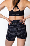 4 inch Lola Bike Short in Black Camo - Perky Peche women's bike shorts NZ