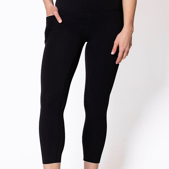 women wearing black 7/8 high waist tights