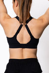 High Coverage Multi Functional Bra in Black - Perky Peche women's sports bra NZ