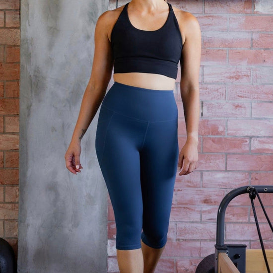 Women wearing capri phone pocket tights