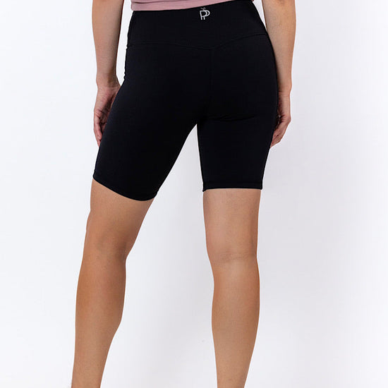 Alexis High-Waisted 8 inch Phone Pocket Short in Black - Perky Peche women's shorts NZ