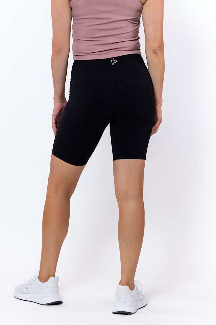 Alexis High-Waisted 8 inch Phone Pocket Short in Black - Perky Peche women's shorts NZ