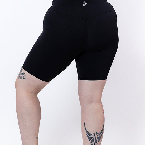 Alexis High-Waisted 8 inch Phone Pocket Short in Black - Perky Peche women's shorts NZ