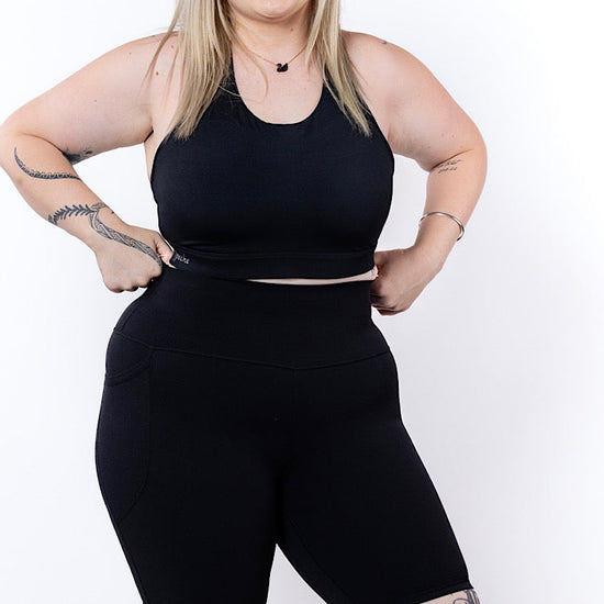 Alexis High-Waisted 8 inch Phone Pocket Short in Black - Perky Peche women's shorts NZ