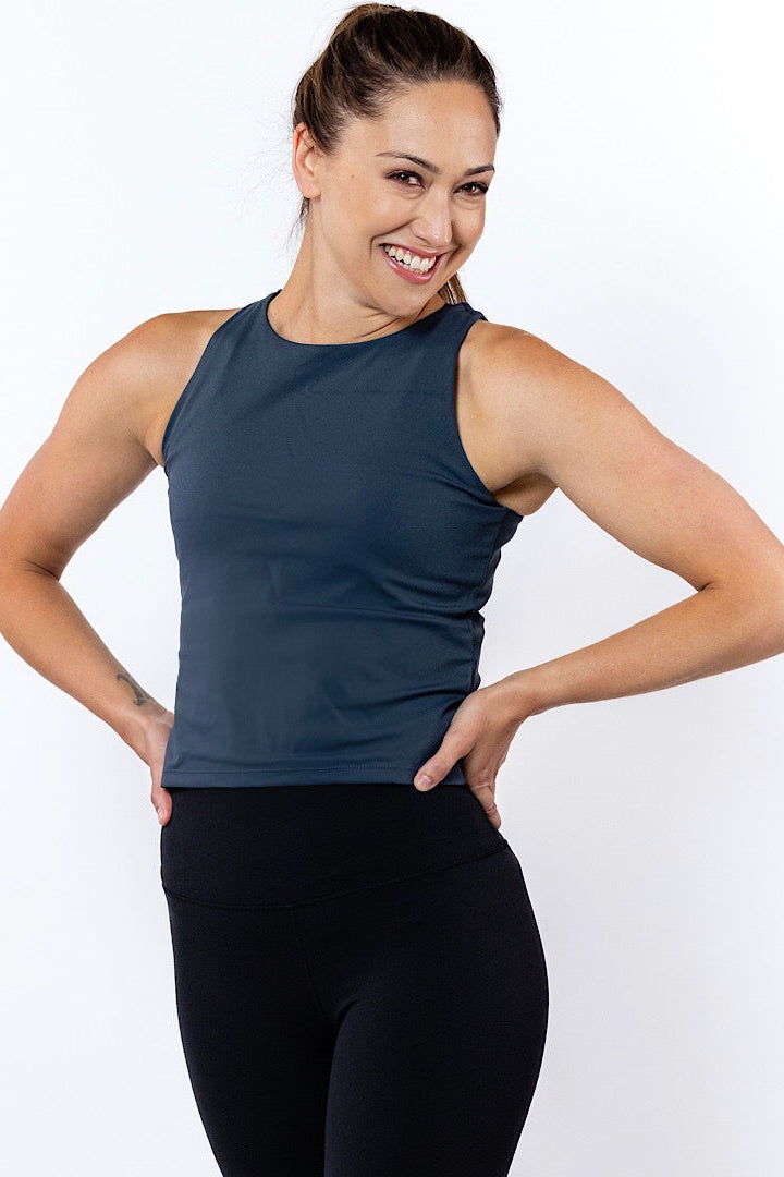 Bella Singlet in Storm Grey - Perky Peche women's singlet NZ