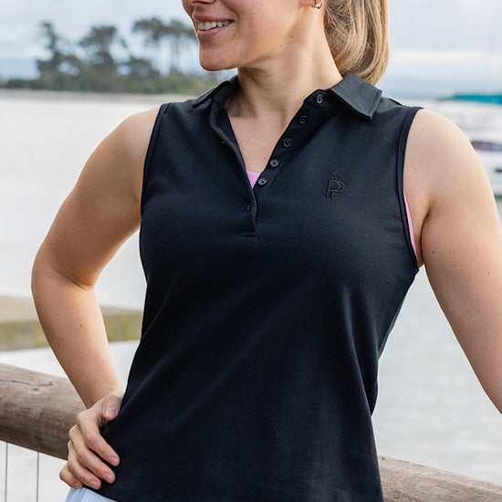 Sleeveless Polo Top