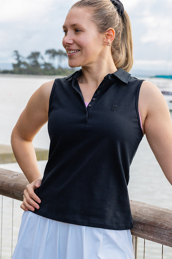 Sleeveless Polo Top