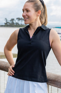 Sleeveless Polo Top