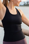 Ribbed tank with shelf bra 