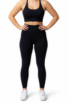 Alexis Locked In full length black legging with no-roll-down waistband and phone pockets - Perky Peche NZ