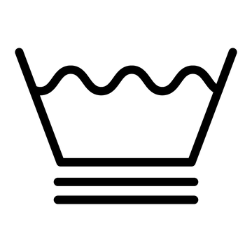 A black laundry care symbol icon depicting a washing machine basket with two horizontal bars below, indicating a cold wash instruction, isolated on a white background.