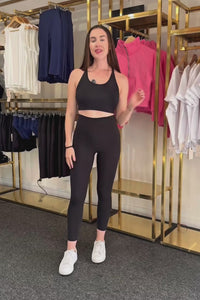 women wearing black squat proof 7/8 high waist phone pocket tights