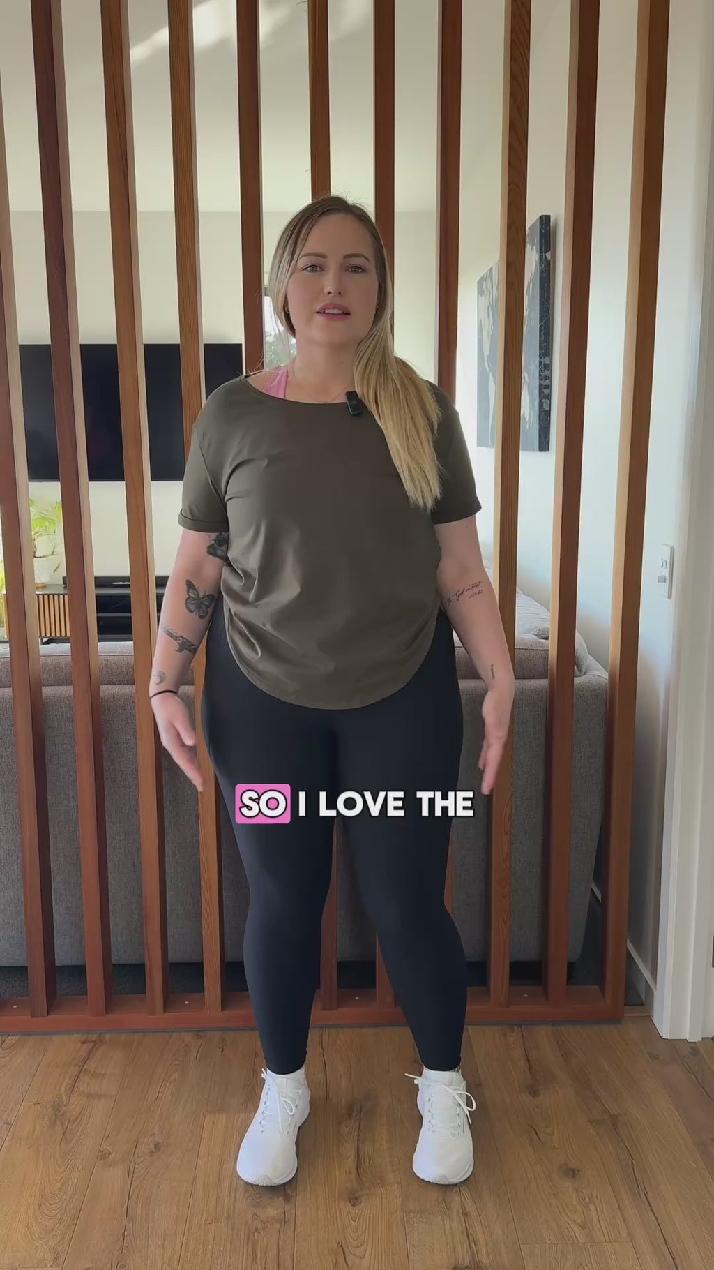 Women wearing green scoop neck t-shirt