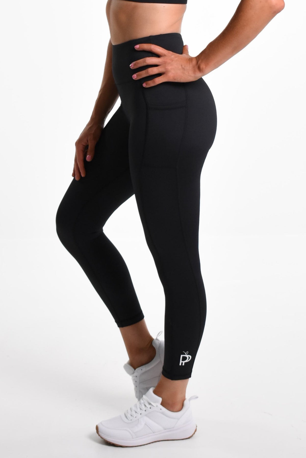 Tilly High-Waist Compression Tights Full Length in Black - Perky Peche women's leggings NZ