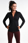 Rosie Slim Fit Zip Through Jacket in Black - Perky Peche women's activewear NZ