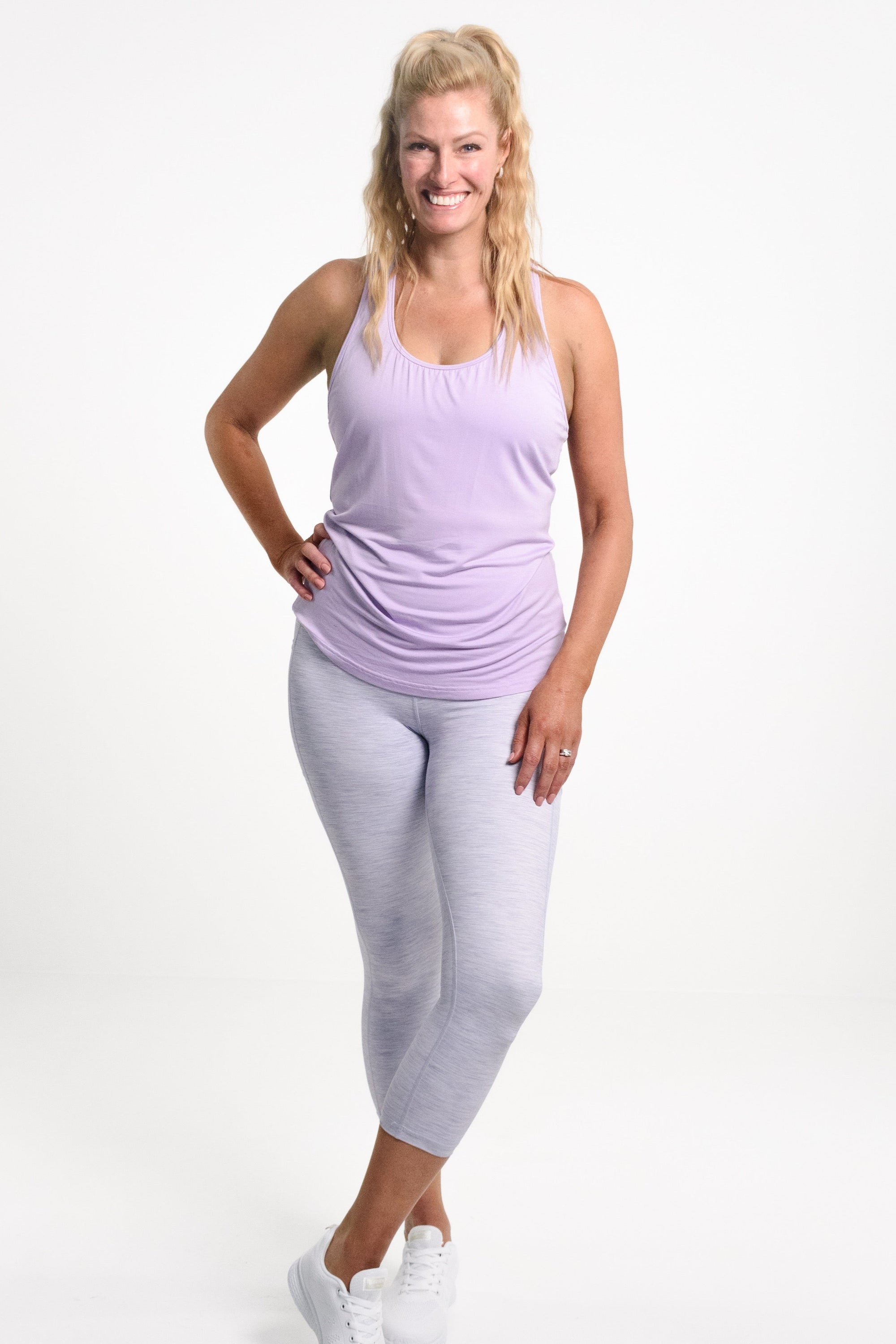 Lux Bamboo Drape Singlet - Lilac