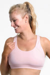 Gigi Sports Bra in Baby Pink - Perky Peche women's sports bra NZ