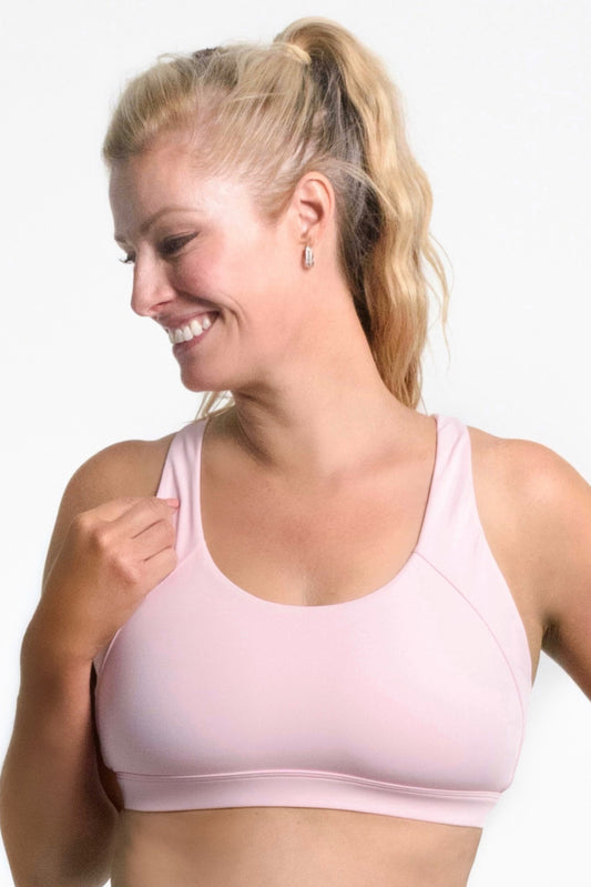 Gigi Sports Bra in Baby Pink - Perky Peche women's sports bra NZ