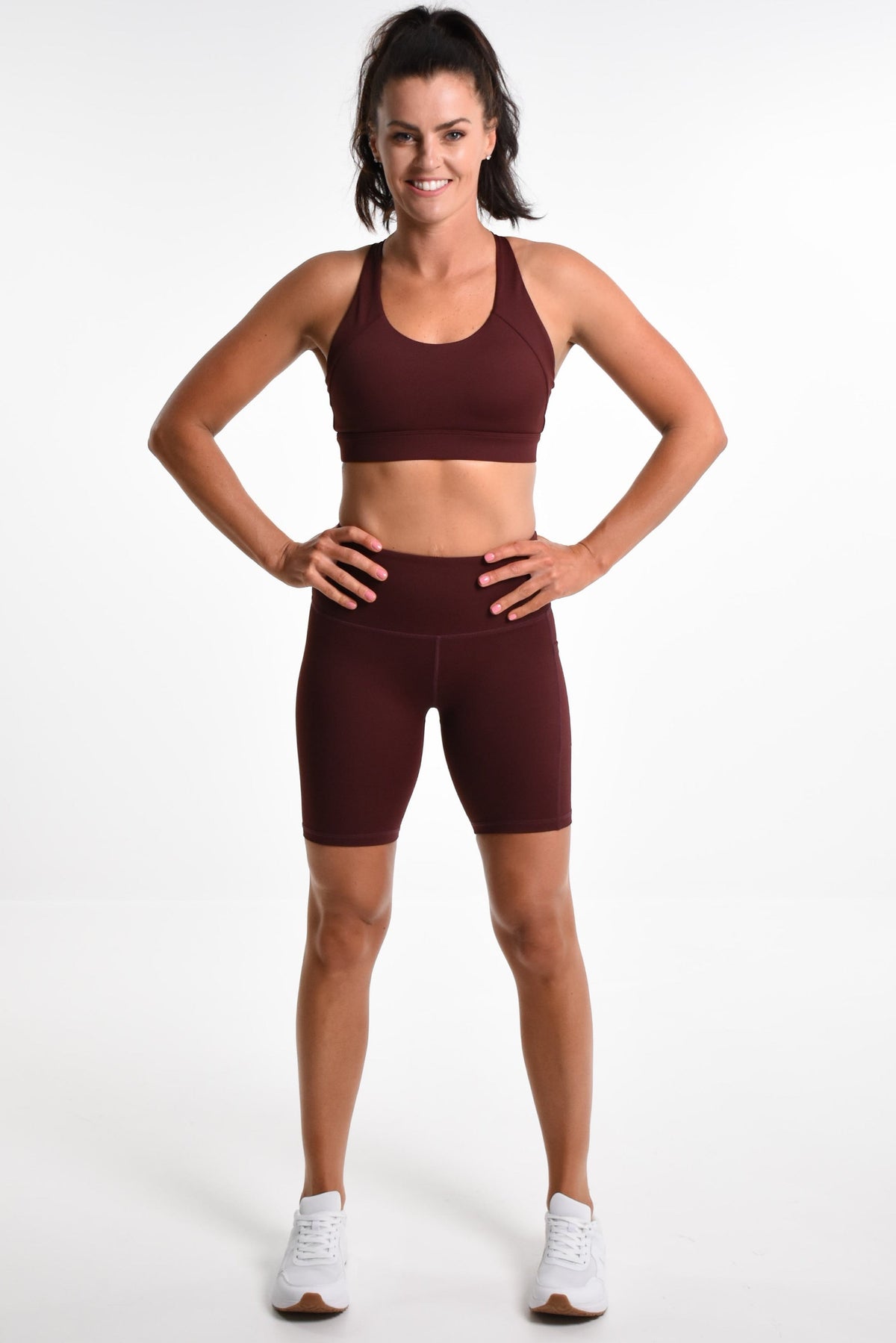 Sammi Support Bike Short in Maroon - Perky Peche women's bike shorts NZ