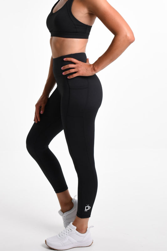 Tilly High-Waist Compression Tights Full Length in Black - Perky Peche women's leggings NZ