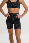 Lola Bike Short 8 inch in Black Camo - Perky Peche women's bike shorts NZ