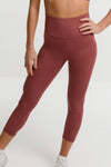 Tilly High-Waist Compression Tights 7/8 in Burnt Red - Perky Peche women's leggings NZ