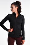 Rosie Slim Fit Zip Through Jacket in Black - Perky Peche women's activewear NZ