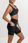 Lola Bike Short 8 inch in Black Camo - Perky Peche women's bike shorts NZ