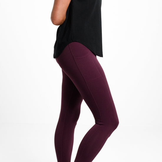 Lola Tight Full Length in Berry Red - Perky Peche women's leggings NZ