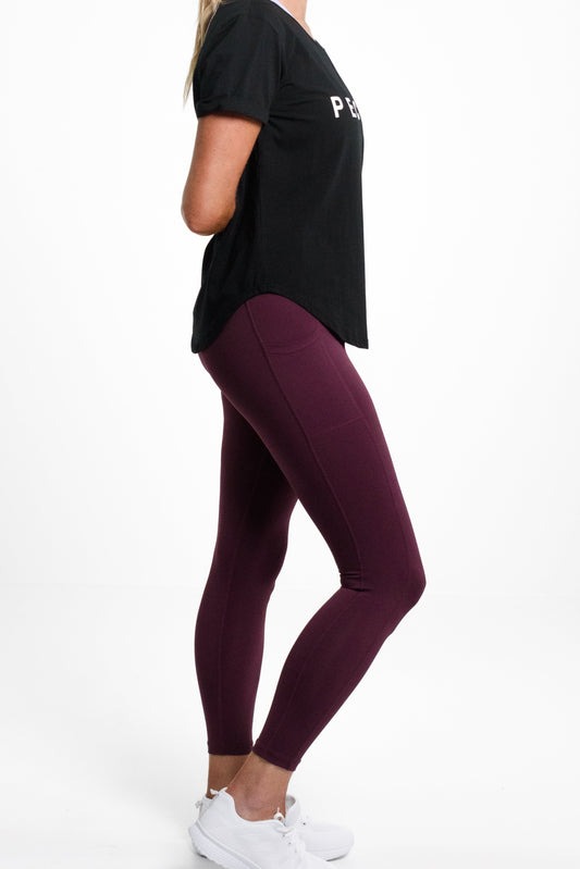 Lola Tight Full Length in Berry Red - Perky Peche women's leggings NZ
