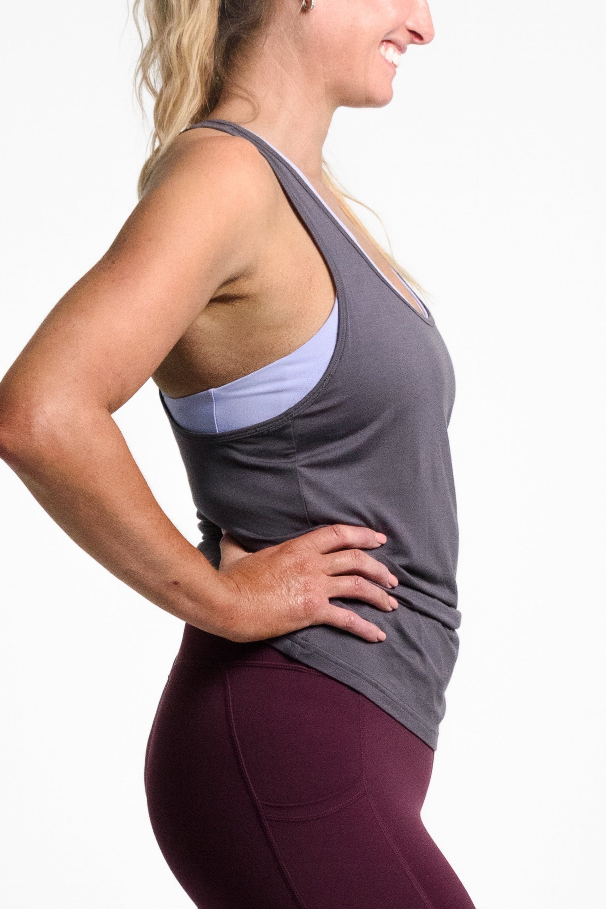 Lux Bamboo Drape Singlet - Charcoal