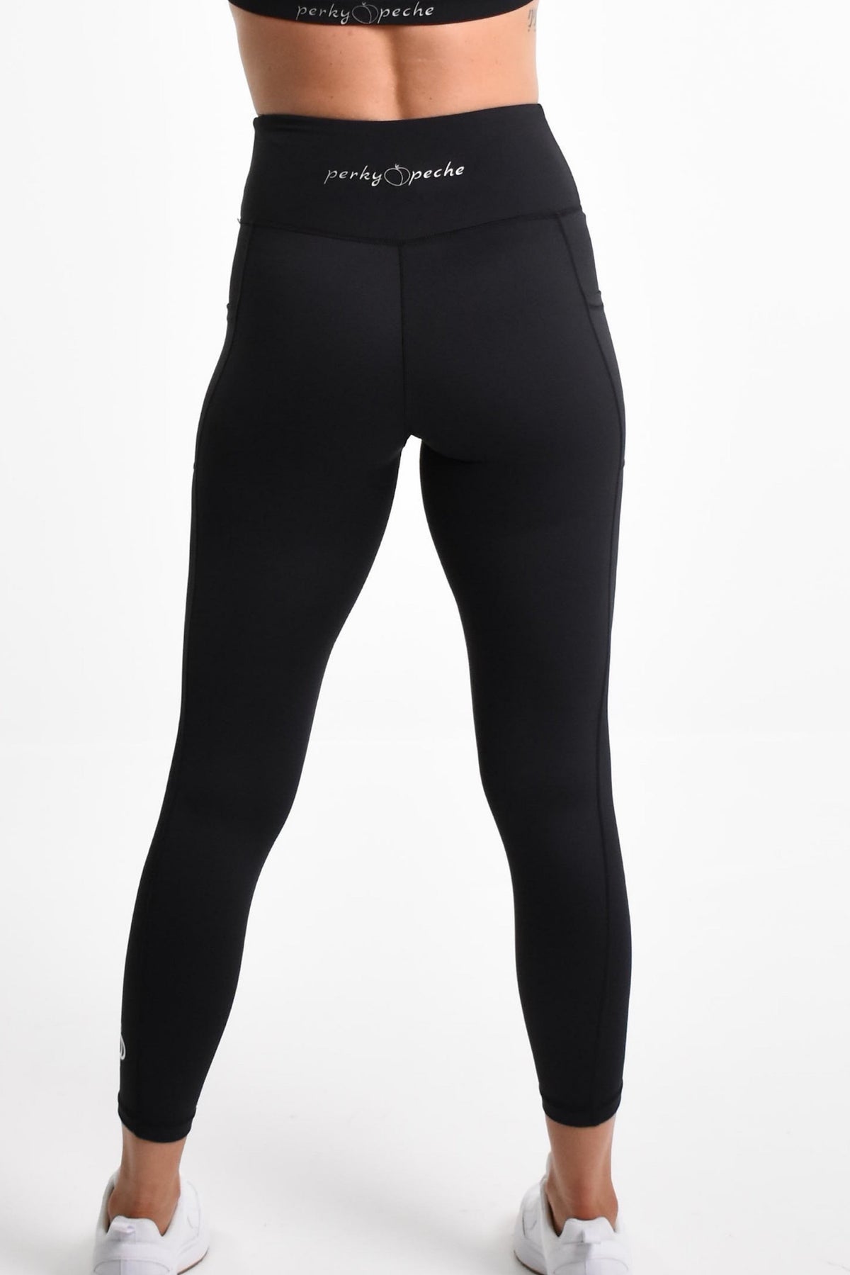 Tilly High-Waist Compression Tights Full Length in Black - Perky Peche women's leggings NZ