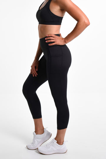 Tilly High-Waist Compression Tight 7/8 in Black - Perky Peche women's leggings NZ