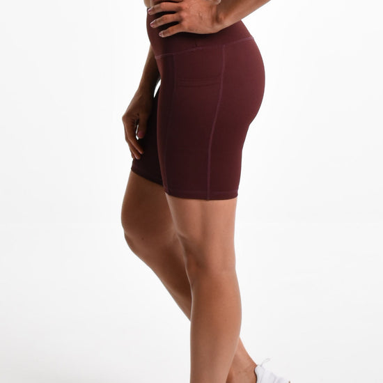 Sammi Support Bike Short in Maroon - Perky Peche women's bike shorts NZ