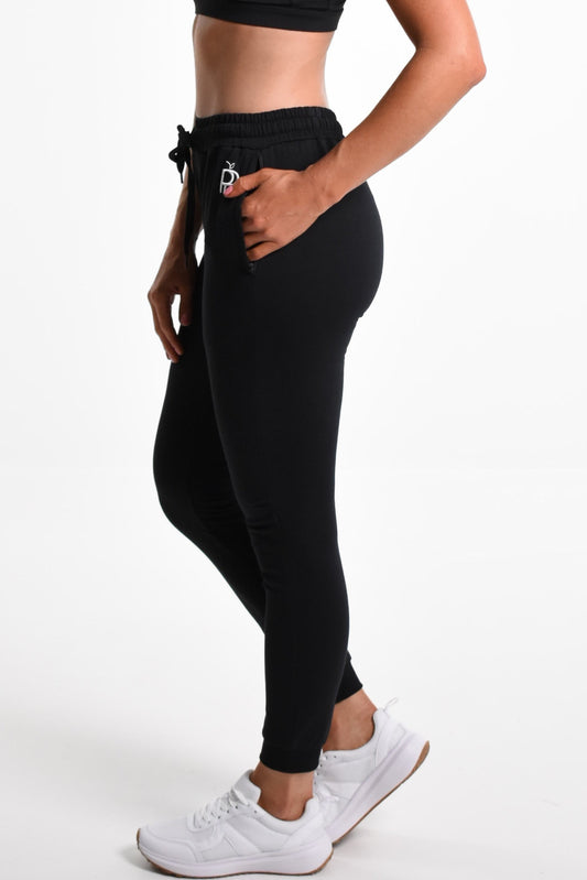 Isabella Slim Fit Full Length Active Jogger in Black - Perky Peche women's activewear NZ