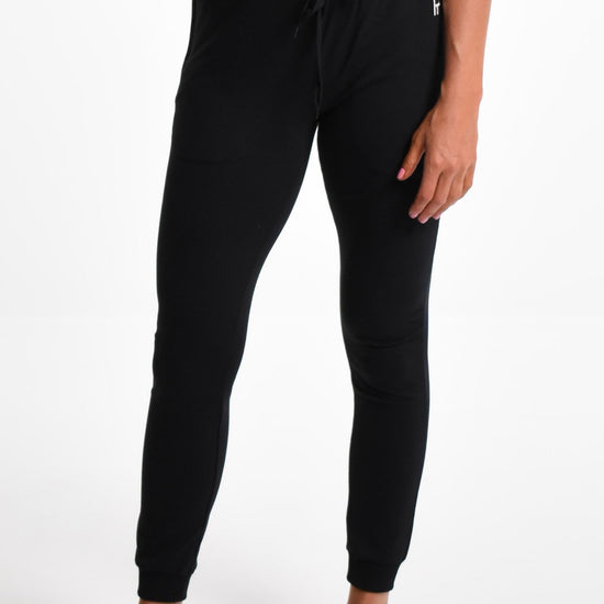 Isabella Slim Fit Full Length Active Jogger in Black - Perky Peche women's activewear NZ