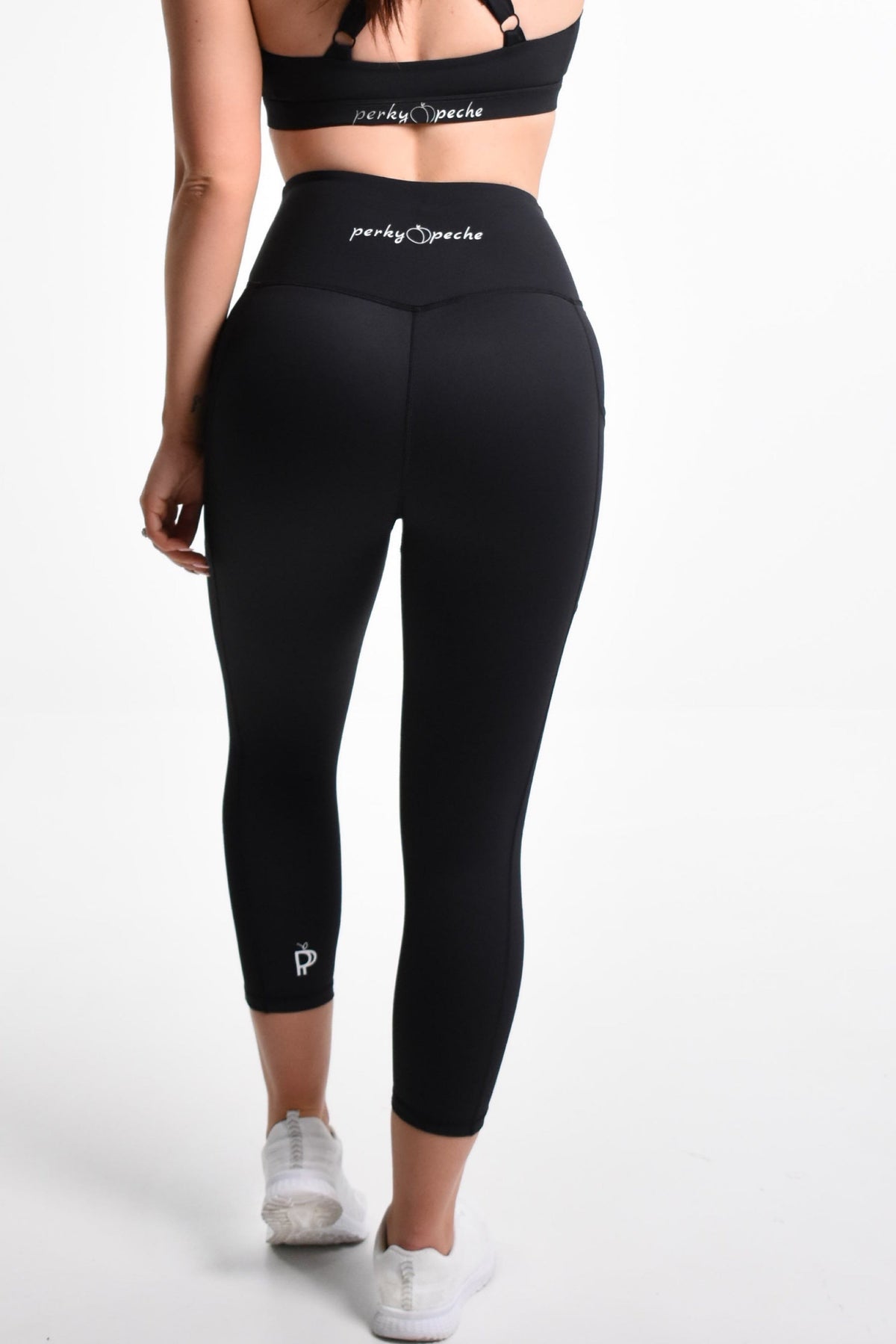 Tilly High-Waist Compression Tight 7/8 in Black - Perky Peche women's leggings NZ