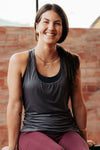 Lux Bamboo Drape Singlet in Charcoal - Perky Peche women's top NZ
